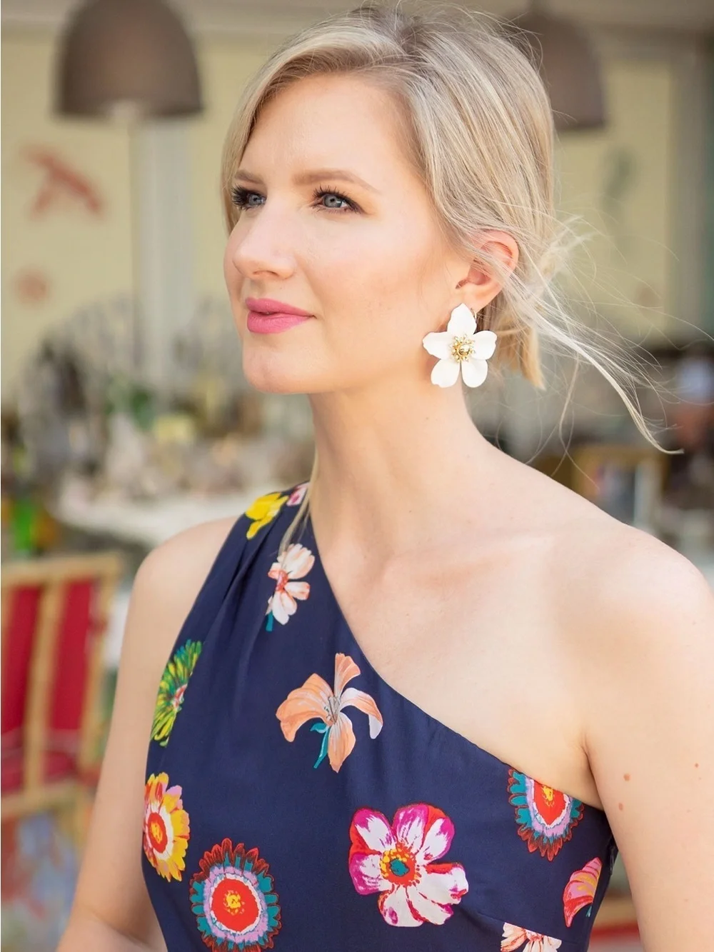 J. Crew Navy Silk One-Shoulder Floral Wrap Dress (121)